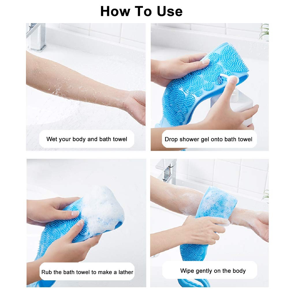 2PCS Silicone Back Scrubber Belt